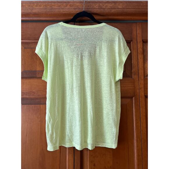 LOFT Women's Linen Pocket Tee Lightweight Short Sleeve Lime Yellow Green Size S - Picture 10 of 10